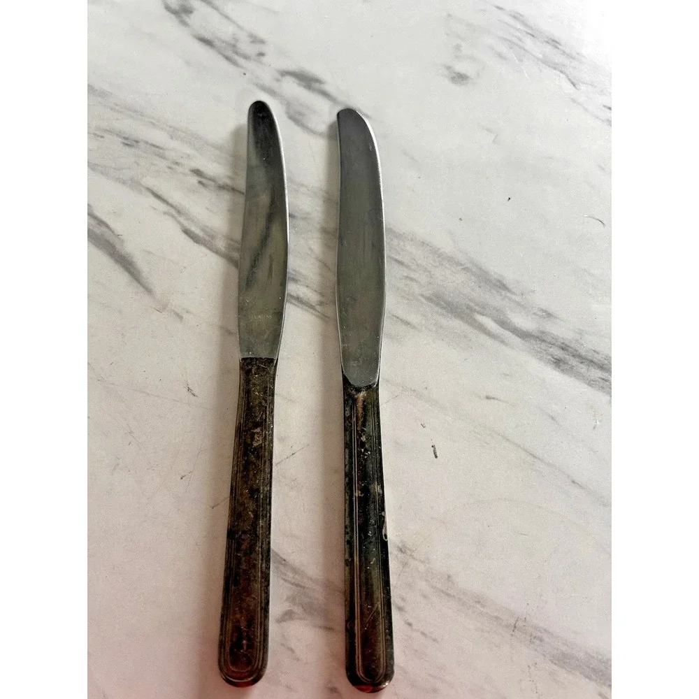 Vintage Dinner Knives Knife Hotel Vendome Boston MA Stainless Blades Lot of 2